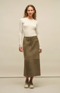 Sophia Vintage Leder Midi Rock